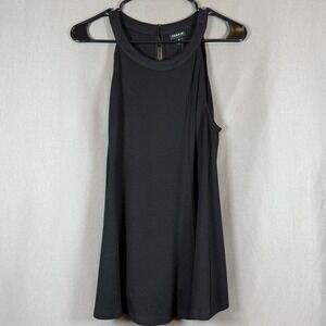 Torrid Black Ponte Knit Hi Neck Fit Flare Goddess Tank Top Goth Skater NWT Large